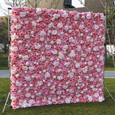 Aperturee - Aperturee 3D White Pink Rose Artificial Flower Wall Wedding Decor