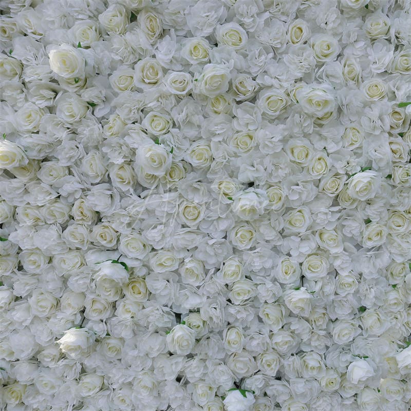 Aperturee - Aperturee 3D White Rose Artificial Flower Wall Decor For Wedding