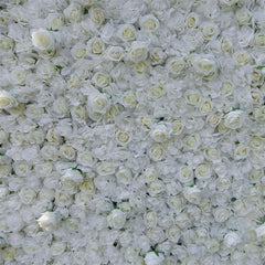 Aperturee - Aperturee 3D White Rose Artificial Flower Wall Decor For Wedding