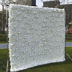 Aperturee - Aperturee 3D White Rose Artificial Flower Wall Decor For Wedding