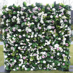 Aperturee - Aperturee 3D White Rose Green Leaves Floral Wall Party Decor