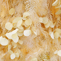 Aperturee - Aperturee 3D Yellow Boho Faux Spruce Leaf Floral Wall Backdrop