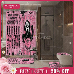 Aperturee 4-Piece Pink Halloween Bathroom Set, Funny Movie Character No You Hang Up, Spooky Ghost Decor