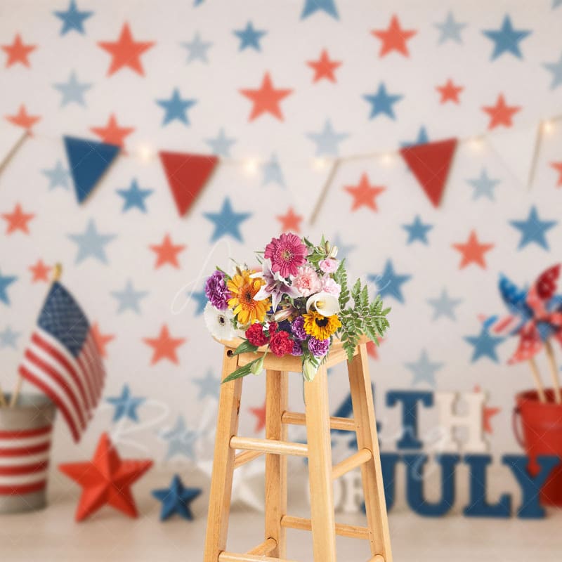 Aperturee - Aperturee 4th Of July American Flags Stars Cake Smash Backdrop
