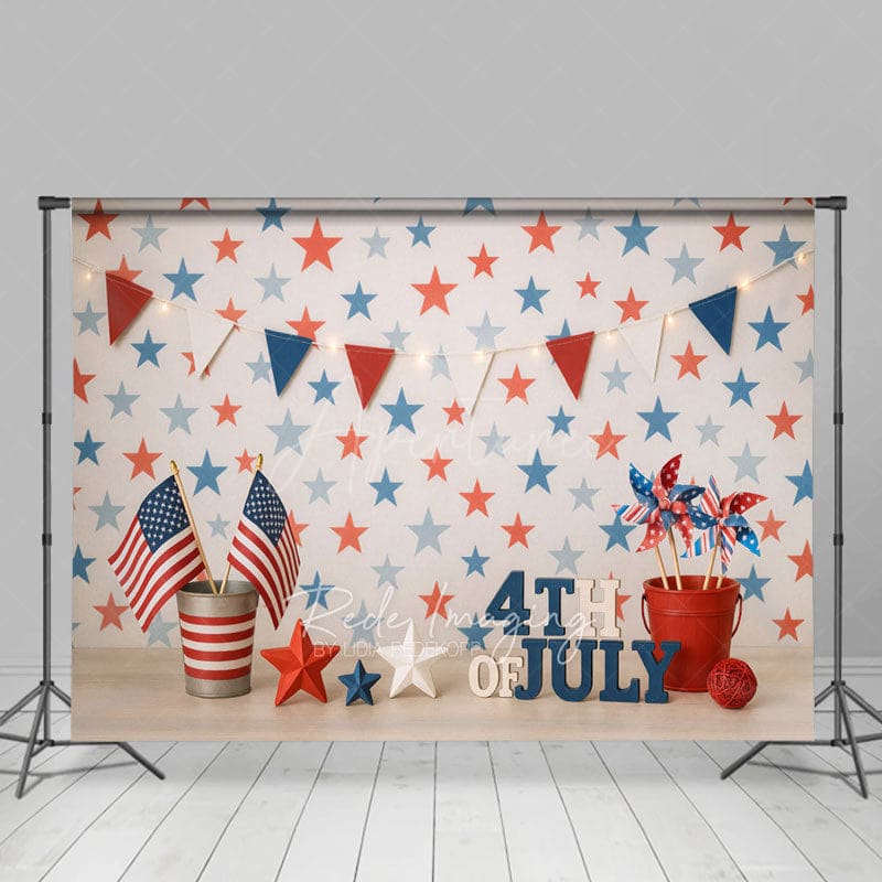 Aperturee - Aperturee 4th Of July American Flags Stars Cake Smash Backdrop