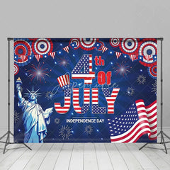 Aperturee - Aperturee 4th Of July Independence Day Patriotic Celebration Backdrop Statue of Liberty American Flag Fireworks Party Decoration