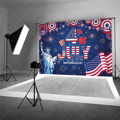 Aperturee - Aperturee 4th Of July Independence Day Patriotic Celebration Backdrop Statue of Liberty American Flag Fireworks Party Decoration