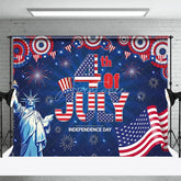 Aperturee - Aperturee 4th Of July Independence Day Patriotic Celebration Backdrop Statue of Liberty American Flag Fireworks Party Decoration