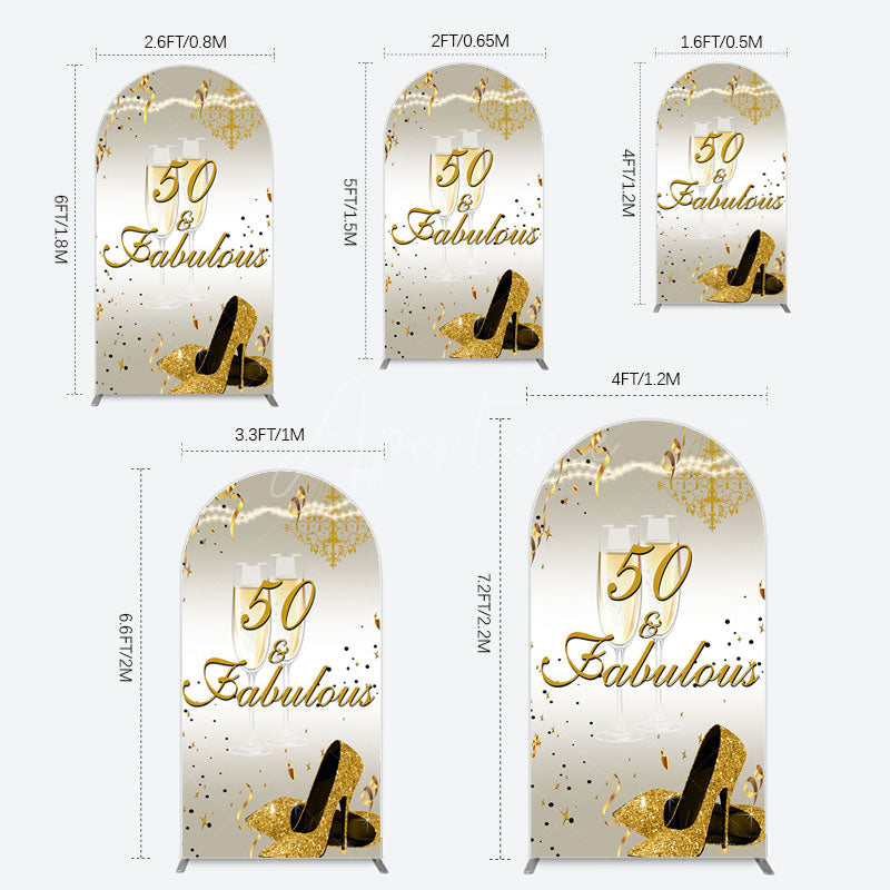 Aperturee - Aperturee 50 And Fabulous Gold Happy Birthday Arch Backdrop