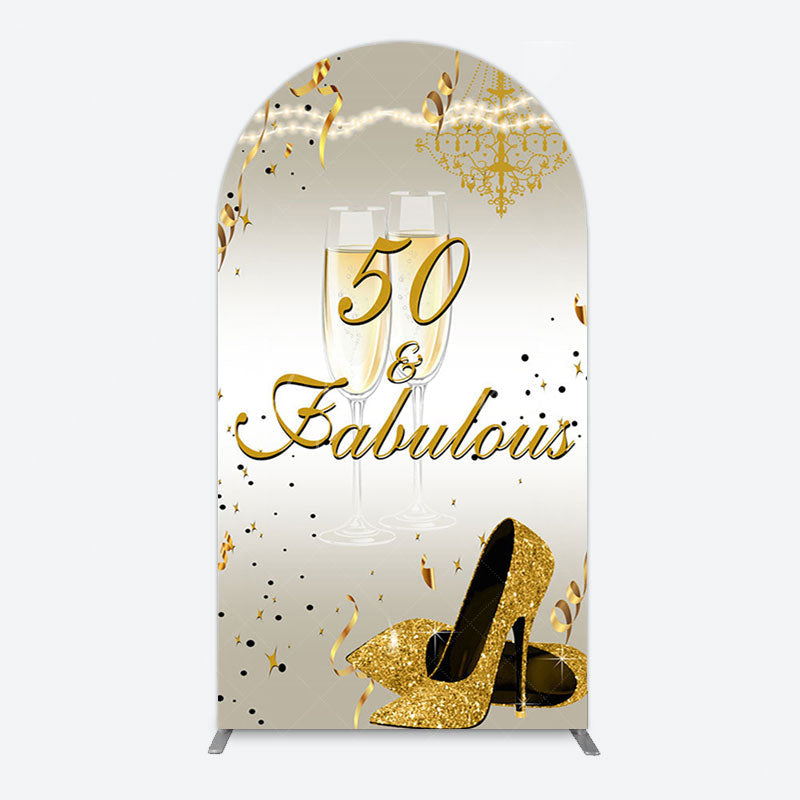Aperturee - Aperturee 50 And Fabulous Gold Happy Birthday Arch Backdrop