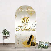 Aperturee - Aperturee 50 And Fabulous Gold Happy Birthday Arch Backdrop