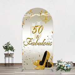 Aperturee - Aperturee 50 And Fabulous Gold Happy Birthday Arch Backdrop
