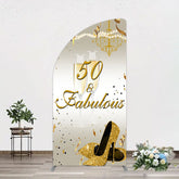 Aperturee - Aperturee 50 And Fabulous Gold Happy Birthday Half Moon Arch Backdrop