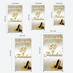 Aperturee - Aperturee 50 And Fabulous Gold Happy Birthday Rectangle Backdrop