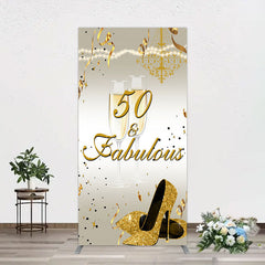 Aperturee - Aperturee 50 And Fabulous Gold Happy Birthday Rectangle Backdrop