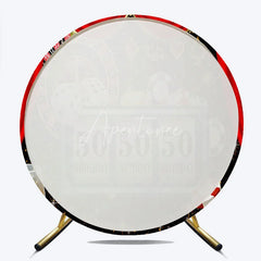 Aperturee - Aperturee 50th Birthday Round Backdrop Casino Las Vegas Slot Machine Red Curtain Party