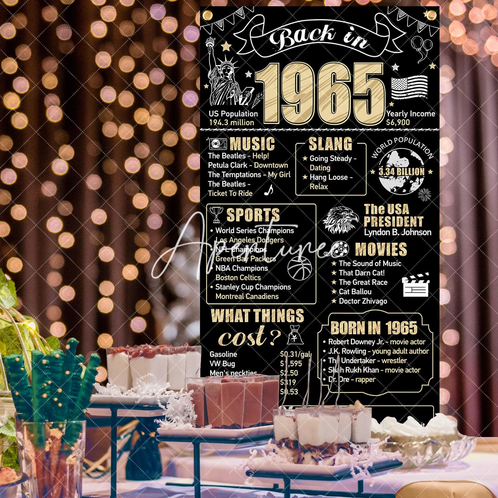 Aperturee - Aperturee 60th Birthday Back in 1965 Gold Door Cover for Men