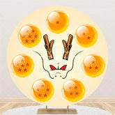 Aperturee - Aperturee 7.2FT Round Fantasy Dragon Backdrop Yellow Star Orbs for Kids Birthday Party Baby Shower Background