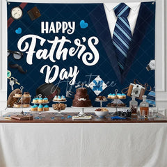 Aperturee - (7 Day Delivery)Aperturee Blue Tie Happy Father’s Day Backdrop for Festive Decor