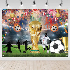Aperturee - (7 Day Delivery)Aperturee Golden Trophy and Football Celebration Holiday Backdrop