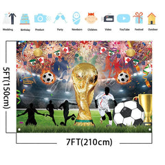 Aperturee - (7 Day Delivery)Aperturee Golden Trophy and Football Celebration Holiday Backdrop