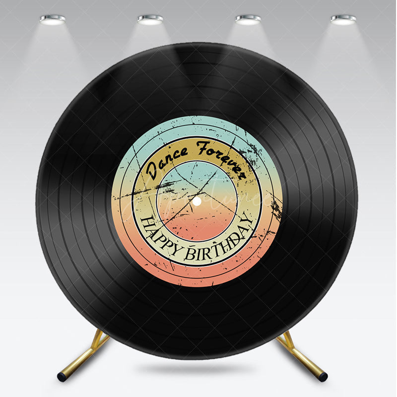 Aperturee - Aperturee 70s Disco Dance Forever Birthday Round Backdrop Retro Vinyl Record Design Groovy Themed Party Photo Prop Decor