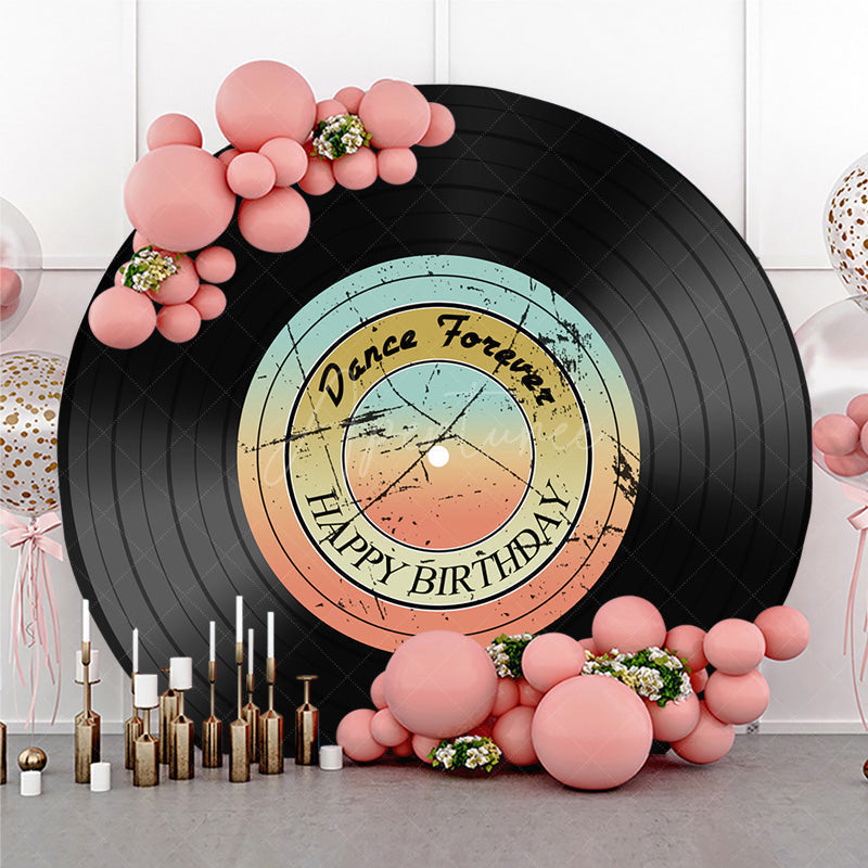 Aperturee - Aperturee 70s Disco Dance Forever Birthday Round Backdrop Retro Vinyl Record Design Groovy Themed Party Photo Prop Decor