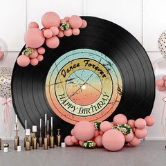 Aperturee - Aperturee 70s Disco Dance Forever Birthday Round Backdrop Retro Vinyl Record Design Groovy Themed Party Photo Prop Decor