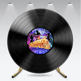 Aperturee - Aperturee 70s Disco Party Round Backdrop Soul Train on a Vinyl Record Retro Funk and R&B Dance Themed Photo Prop Decor