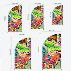 Aperturee - Aperturee 90s Hip Hop Themed Fresh Prince Half Moon Arch Backdrop Retro Graffiti Art for Baby Shower Throwback Birthday Party