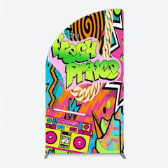 Aperturee - Aperturee 90s Hip Hop Themed Fresh Prince Half Moon Arch Backdrop Retro Graffiti Art for Baby Shower Throwback Birthday Party
