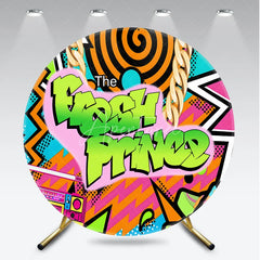 Aperturee - Aperturee 90s Hip Hop Themed Fresh Prince Round Backdrop Retro Graffiti Art for Baby Shower Throwback Birthday Party Decor