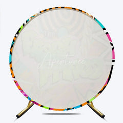 Aperturee - Aperturee 90s Hip Hop Themed Fresh Prince Round Backdrop Retro Graffiti Art for Baby Shower Throwback Birthday Party Decor