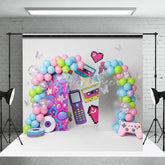 Aperturee - Aperturee 90s Retro Nostalgia Arch Backdrop Cassette and Game Controller for Birthday Party