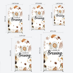 Aperturee Aperturee A Baby is Brewing Arch Backdrop Coffee and Croissant Themed Baby Shower Fun Cafe Welcome Sign Photo Prop Decor