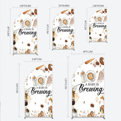 Aperturee Aperturee A Baby is Brewing Half Moon Arch Backdrop Coffee and Croissant Themed Baby Shower Fun Cafe Welcome Sign Photo Prop Decor