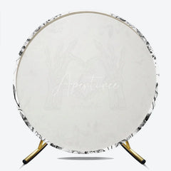 Aperturee - Aperturee A Little Boo is Almost Due Round Backdrop Gothic Skeleton Hands with Floral Halloween Baby Shower Decor