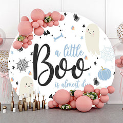 Aperturee Aperturee A Little Boo is Almost Due Round Backdrop Halloween Themed Baby Shower Cute Ghost and Pumpkin Party Decor