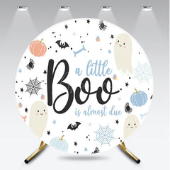 Aperturee Aperturee A Little Boo is Almost Due Round Backdrop Halloween Themed Baby Shower Cute Ghost and Pumpkin Party Decor