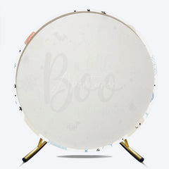 Aperturee Aperturee A Little Boo is Almost Due Round Backdrop Halloween Themed Baby Shower Cute Ghost and Pumpkin Party Decor