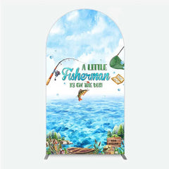Aperturee - Aperturee A Little Fisherman is on the Way Arch Backdrop Lake Fishing Boat Baby Shower Decoration