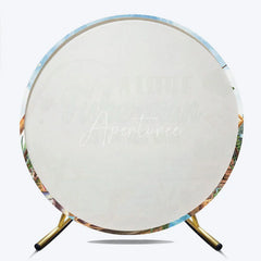 Aperturee - Aperturee A Little Fisherman Is On The Way Round Backdrop Gone Fishing Theme Lake and Boat Party Cover