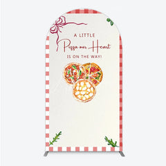 Aperturee - Aperturee A Little Pizza Our Heart is on the Way Arch Backdrop Italian Food Themed Red Gingham Baby Shower Decor