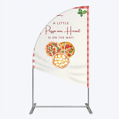 Aperturee - Aperturee A Little Pizza Our Heart is on the Way Half Moon Arch Backdrop Italian Food Themed Red Gingham Baby Shower Decor