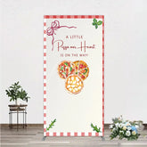 Aperturee - Aperturee A Little Pizza Our Heart is on the Way Rectangle Backdrop Italian Food Themed Red Gingham Baby Shower Decor