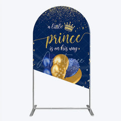 Aperturee - Aperturee A Little Prince is on His Way Arch Backdrop Royal Blue and Gold Balloons Boy Baby Shower Party Decor
