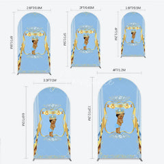 Aperturee - Aperturee A Little Prince Royal Blue Baby Shower Arch Backdrop Diamond and Gold Crown Party Cover