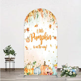 Aperturee - Aperturee A Little Pumpkin is on the Way Arch Backdrop Autumn Watercolor Floral Fall Baby Shower Party Decor