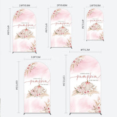 Aperturee - Aperturee A Little Pumpkin is on the Way Arch Backdrop Boho Pink Floral Baby Shower Fall Pampas Grass Party Decor