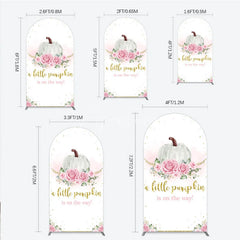 Aperturee - Aperturee A Little Pumpkin is on the Way Arch Backdrop Pink Floral and Gold Glitter Girl Baby Shower Party Decor